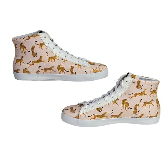 OTBT Women's Hologram Sneaker Cheetah SZ 9 Chic High Top NEW Pink Novelty Print - Picture 3 of 11